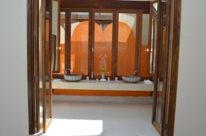 The bathroom sinks (yes they are outside too)